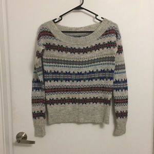 Fair isle boat neck sweater, size small, AE